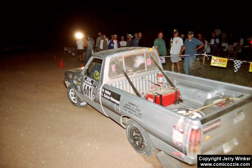 Mike Halley / Emily Burton-Weinman Dodge Ram 50 at the spectator corner on SS9, Limestone II.