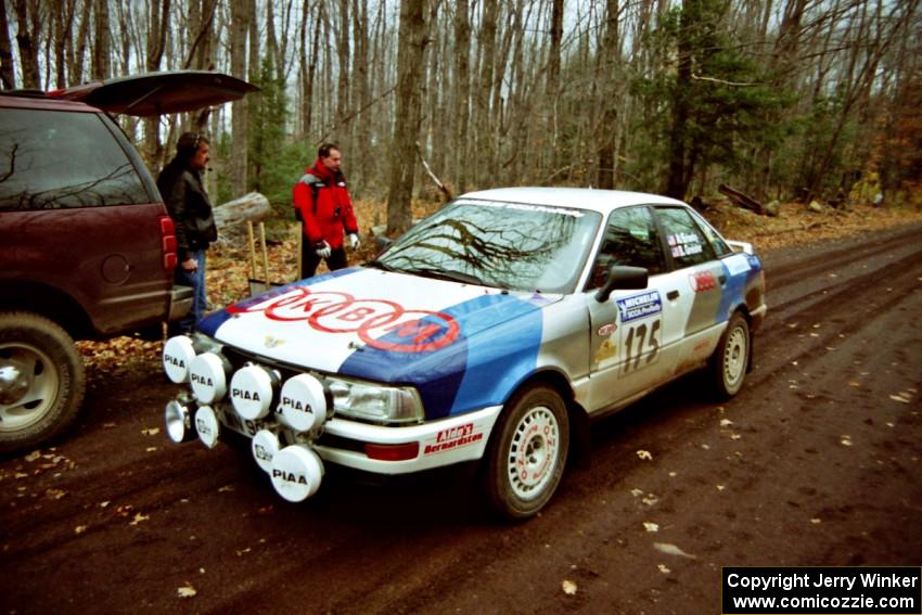 Alex Erisoty / Ben Greisler Audi 90 Quattro check into the finish of SS1, Beacon Hill.