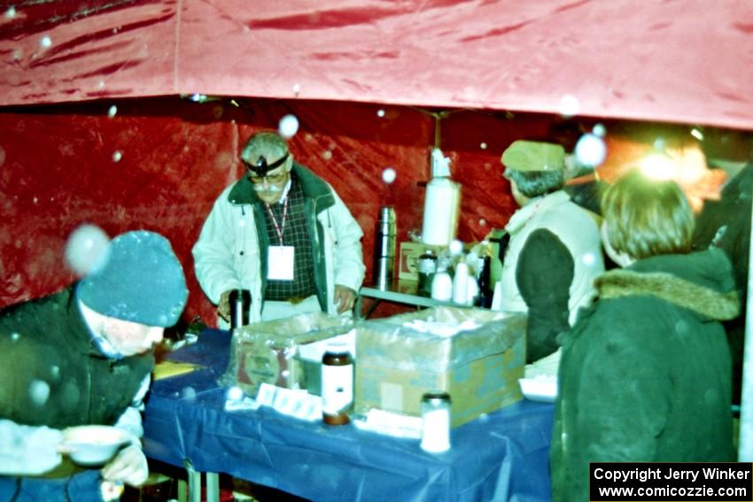 Jon Davis serves up his specialty chili at service in Kenton.