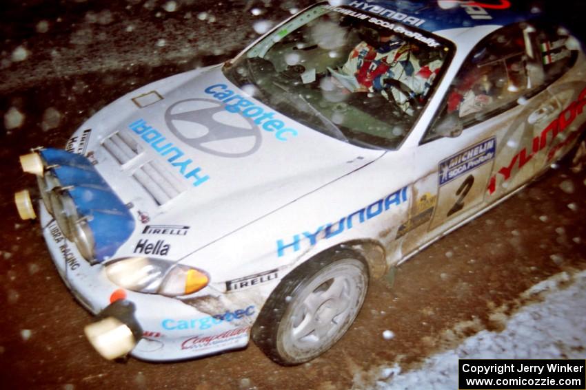 Noel Lawler / Charles Bradley Hyundai Tiburon near the flying finish of SS5, Passmore.