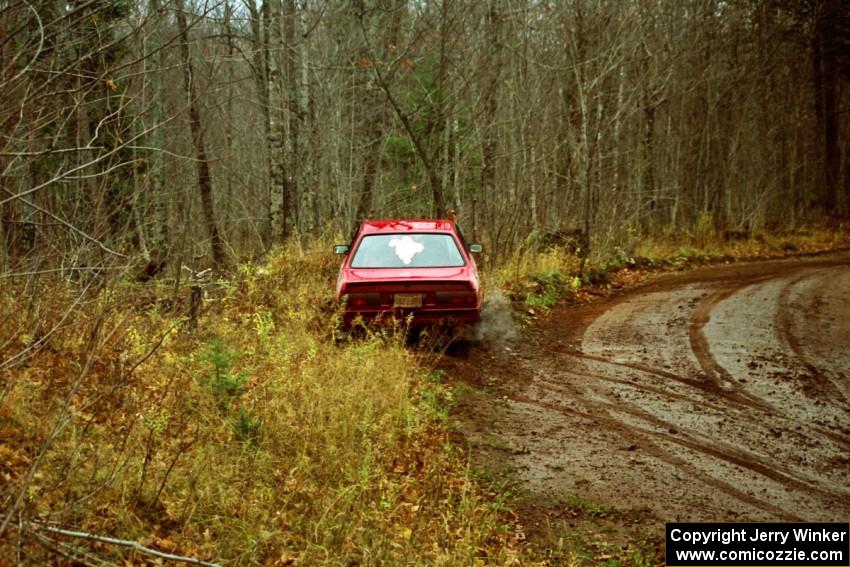 Jon Kemp / Rod Hendricksen Audi 4000 Quattro slide off the road at the final corner of SS11, Gratiot Lake I.