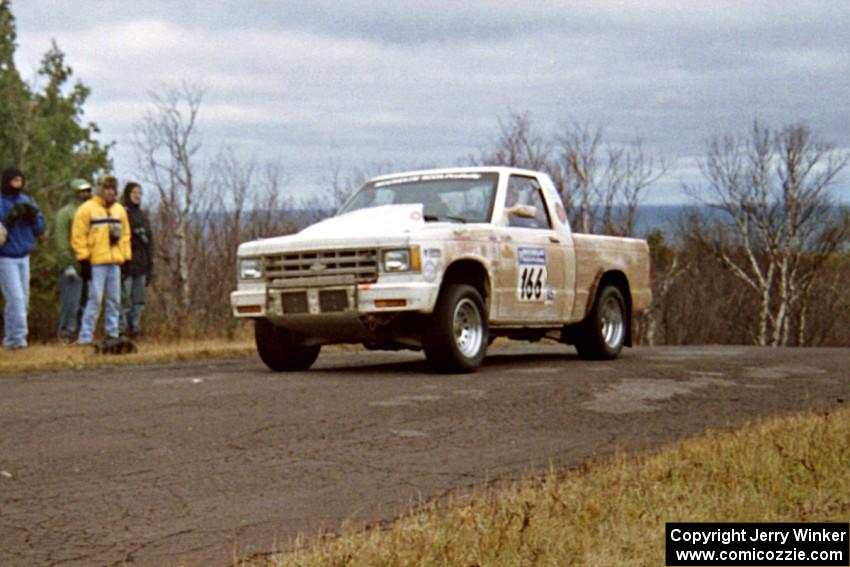 John Daubenmier / Stan Rosen Chevy S-10 at the final yump on SS14, Brockway Mountain I.