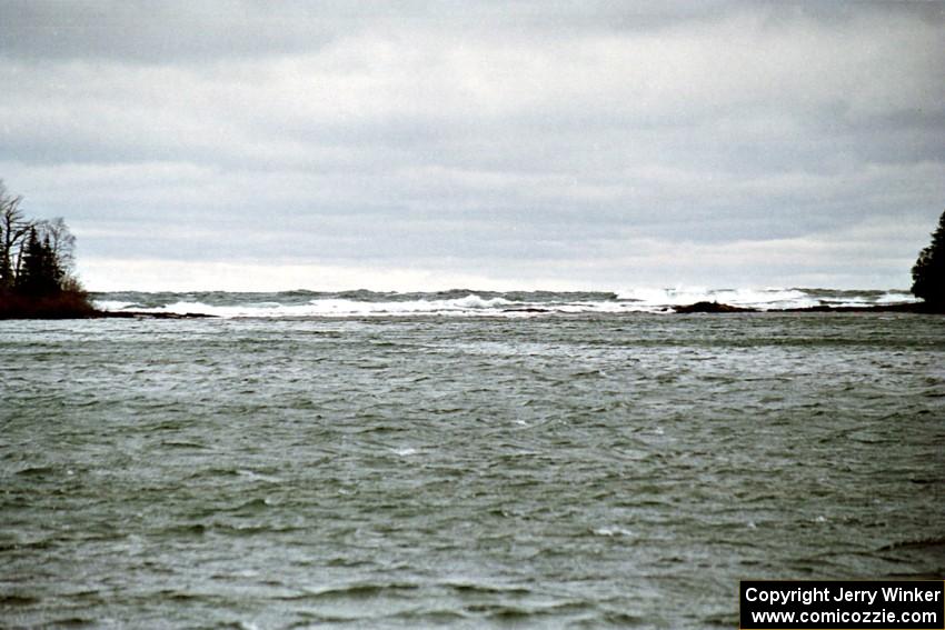 Heavy winds created massive waves near Copper Harbor, MI.