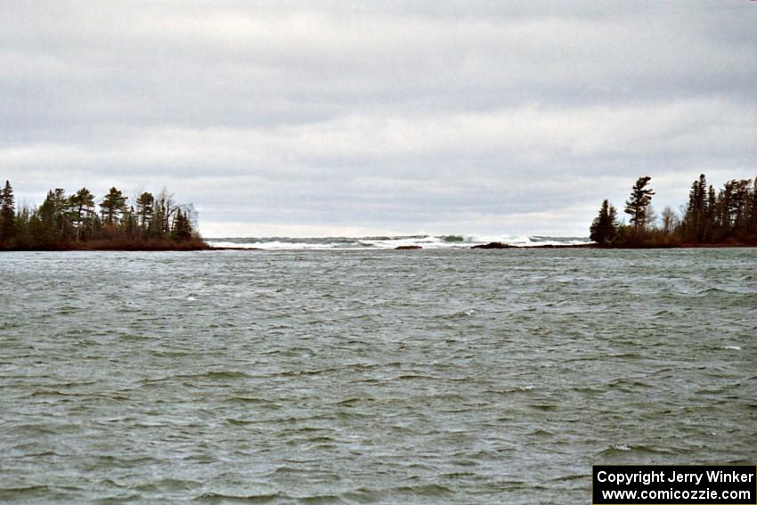 Heavy winds created massive waves near Copper Harbor, MI.