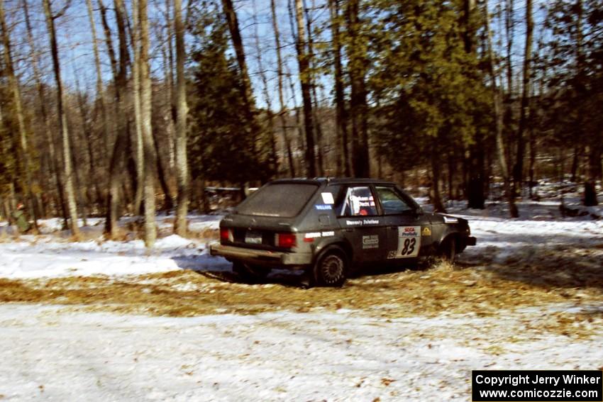 The Mark Utecht / Brenda Corneliusen Dodge Omni GLH-Turbo hits the hairpin on SS7, Ranch II.