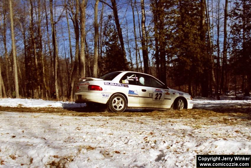 Greg Healey / John MacLeod take the hairpin on SS7, Ranch II, in their Subaru Impreza.