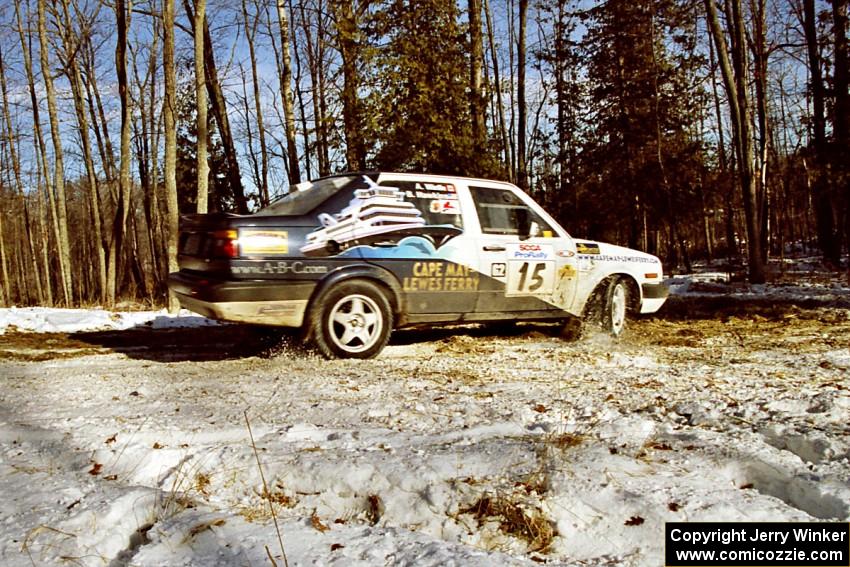 The Brad Hawkins / Adrian Wintle VW Jetta takes the hairpin on SS7, Ranch II.