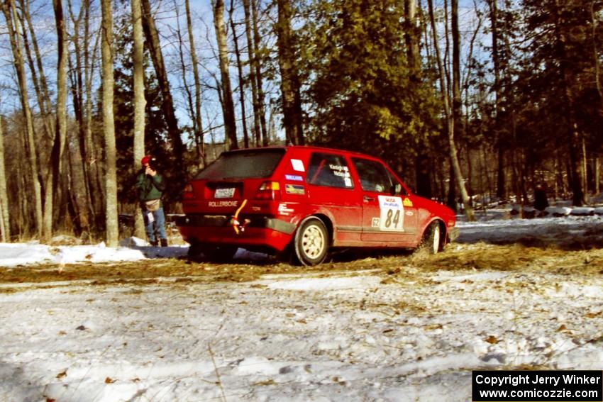 J.B. Niday / Al Kintigh take the hairpin on SS7, Ranch II, in their VW GTI.