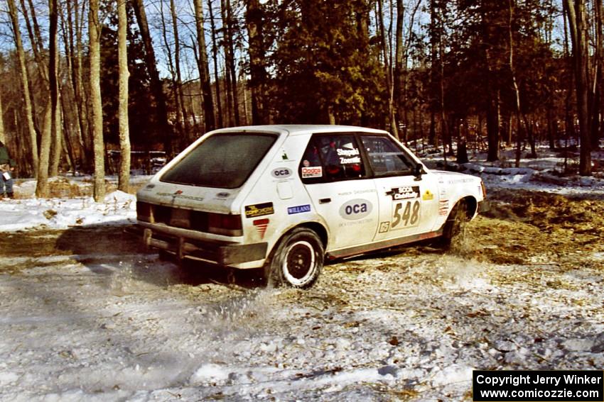 John Zoerner / John Shepski fling their Dodge Omni GLH-Turbo through the hairpin on SS7, Ranch II.