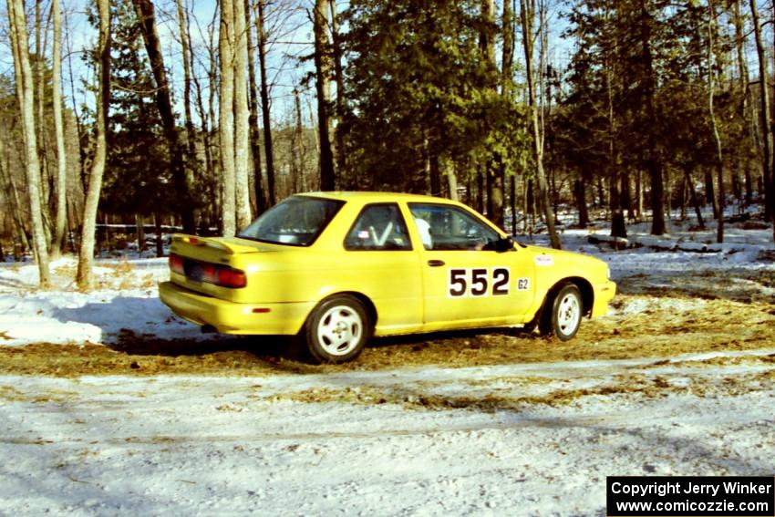 The Bruce Eddy / Jeff Shields Nissan Sentra SE-R takes the hairpin on SS7, Ranch II.