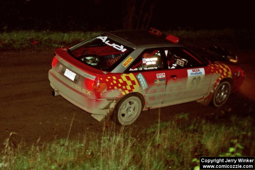 John Rek / Rob Dupree at speed at the crossroads spectator location in their Audi S2 Quattro.