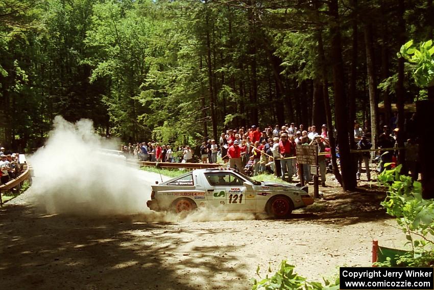 Mark Bowers / Duffy Bowers Mitsubishi Starion at the Asaph Campground spectator location on SS4, Phasa.