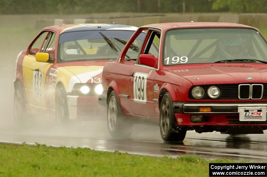 Cheap Shot Racing BMW 325is followed by Tubby Butterman Racing 1 BMW 325