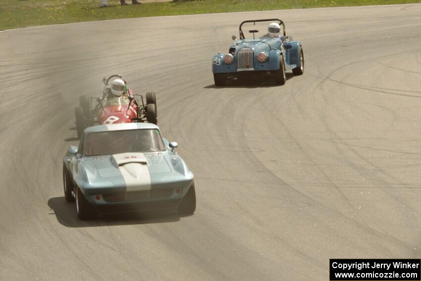 Daryn Bosell's Chevy Corvette, Jim Gaffney's RCA Formula Vee and Pat Starr's Morgan +4