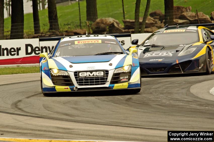 James Sofronas' Audi R8 Ultra and Alex Figge's McLaren 12C GT3