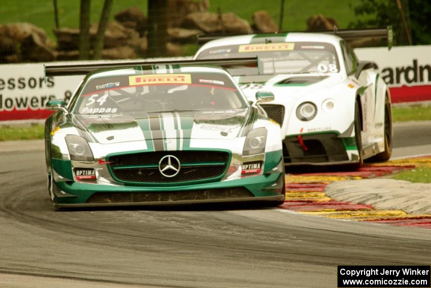 Tim Pappas' Mercedes-AMG SLS GT3 and Butch Leitzinger's Bentley Continental GT3