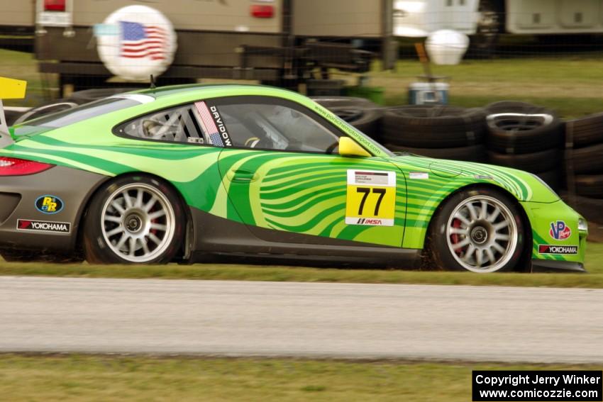 Seth Davidow's Porsche GT3 Cup pulls off course just after turn 8.