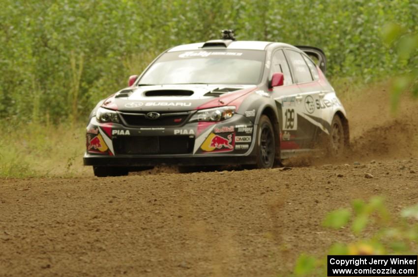 Travis Pastrana / Chrissie Beavis Subaru WRX STi on SS3, Indian Creek.