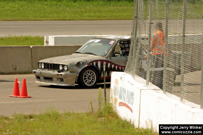 Brainerd Bombers Racing BMW 328 awaits re-entry to the track