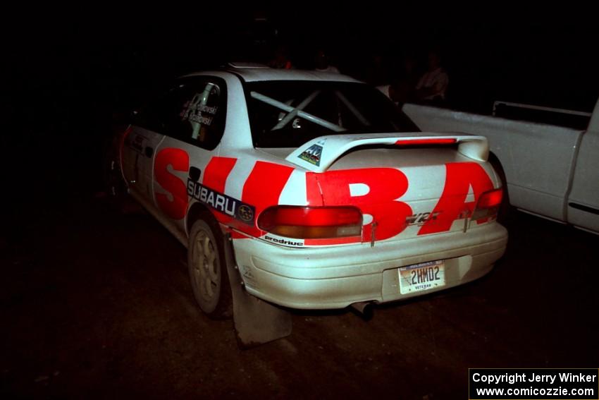 Henry Krolikowski / Cindy Krolikowski Subaru WRX STi checks into the finish of SS7, Two Inlets.