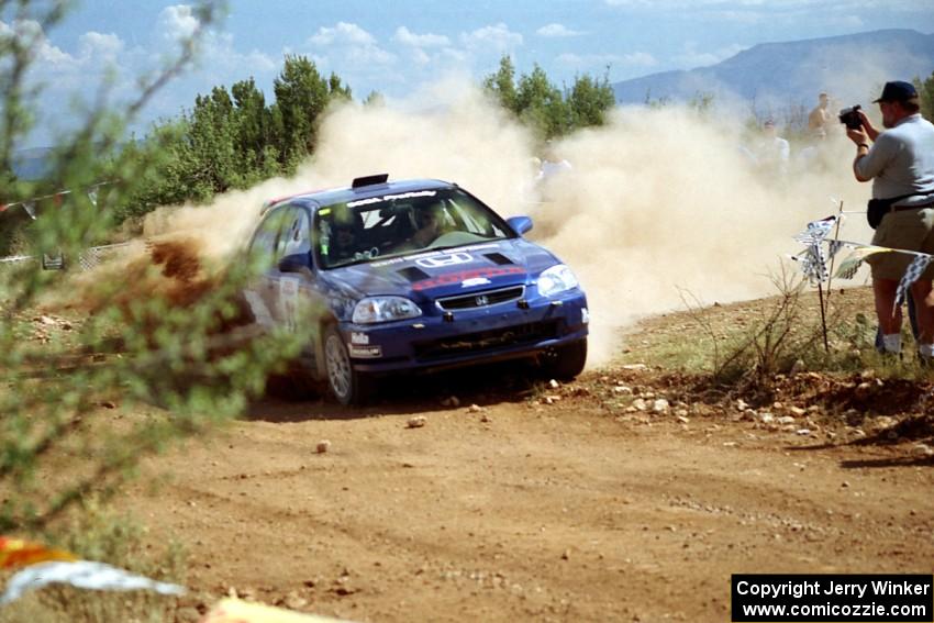 Bryan Hourt / John Dillon Honda Civic through the spectator point on SS7.