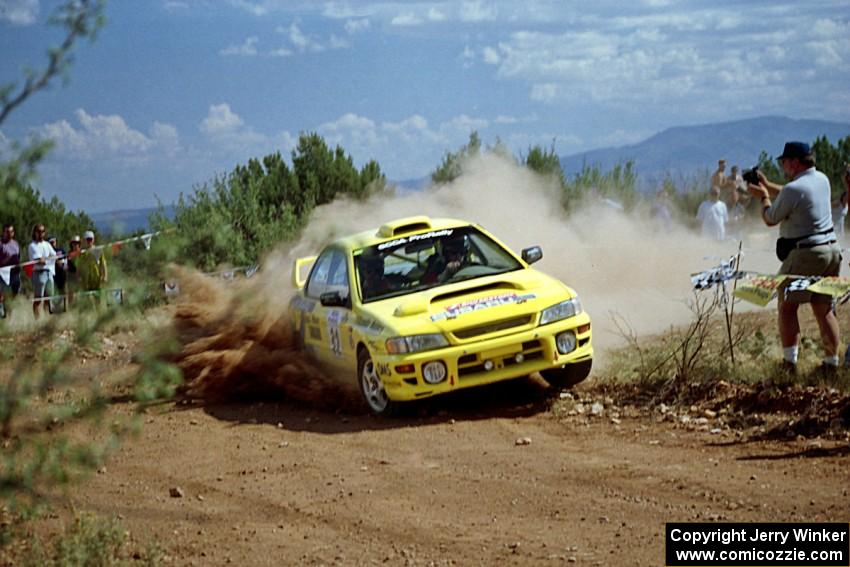 Paul Eklund / Scott Huhn Subaru Impreza through the spectator point on SS7.