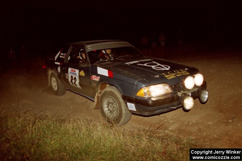 Mike Hurst / Rob Bohn Ford Mustang at the spectator corner on SS4, Far Point I.