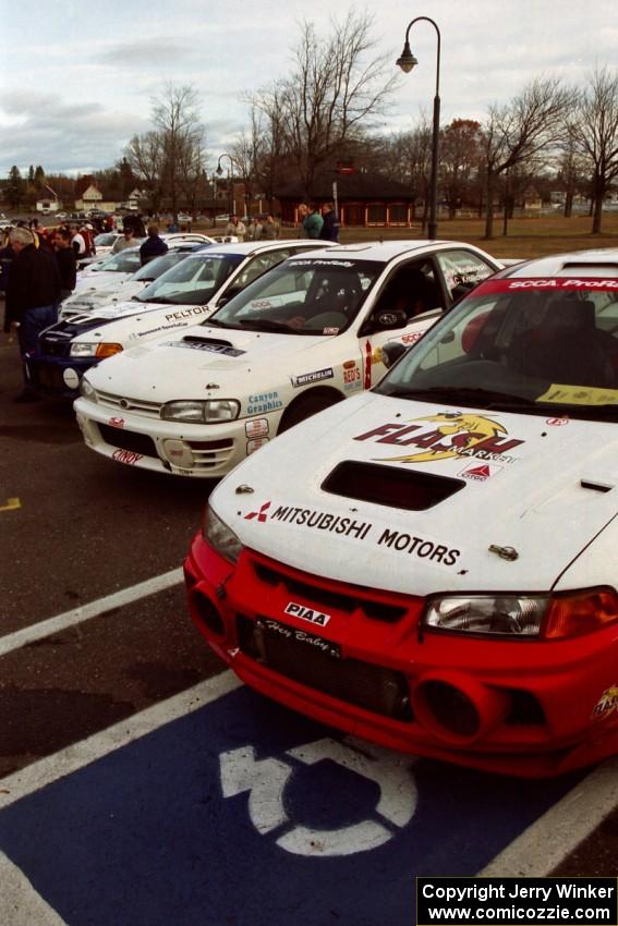 Three of the front-running cars at parc expose in Calumet prior to the start of day two.