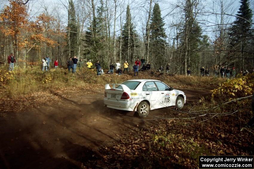 Seamus Burke / Frank Cunningham Mitsubishi Lancer Evo IV at the final corner of SS11, Gratiot Lake I.