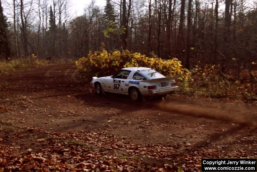 Steve Nowicki / David Stone Mazda RX-7 at the final corner of SS11, Gratiot Lake I.