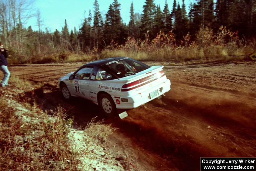 Chris Czyzio / Eric Carlson Mitsubishi Eclipse GSX at speed near the end of SS17, Gratiot Lake II.