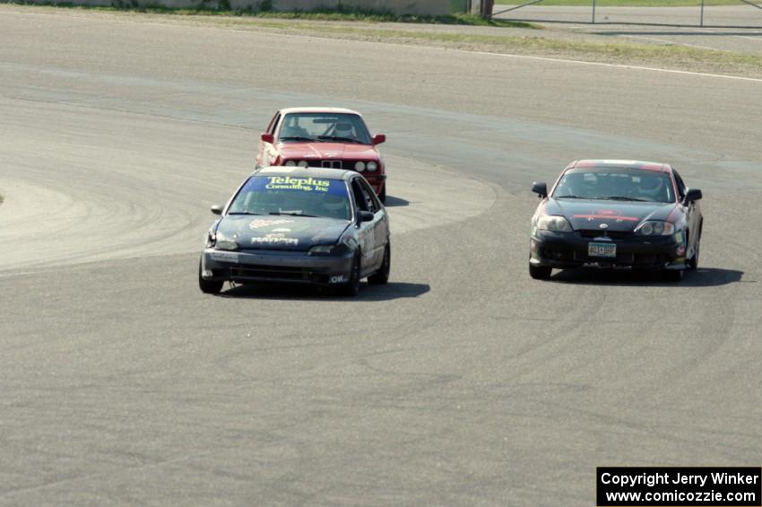 Mayhem Racing Honda Civic, Left Shark Racing Hyundai Tiburon and Probs Racing BMW 325is