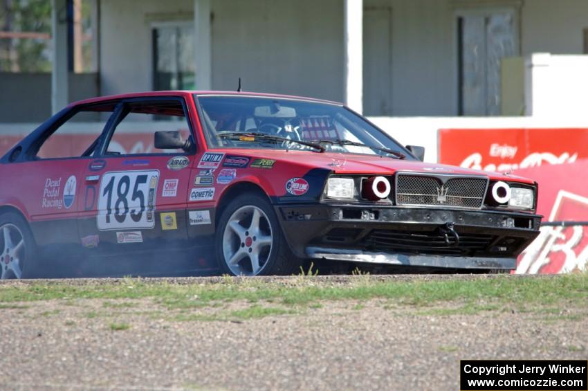 Dead Pedal Racing Maserati Biturbo stalls after a spin at turn 10.