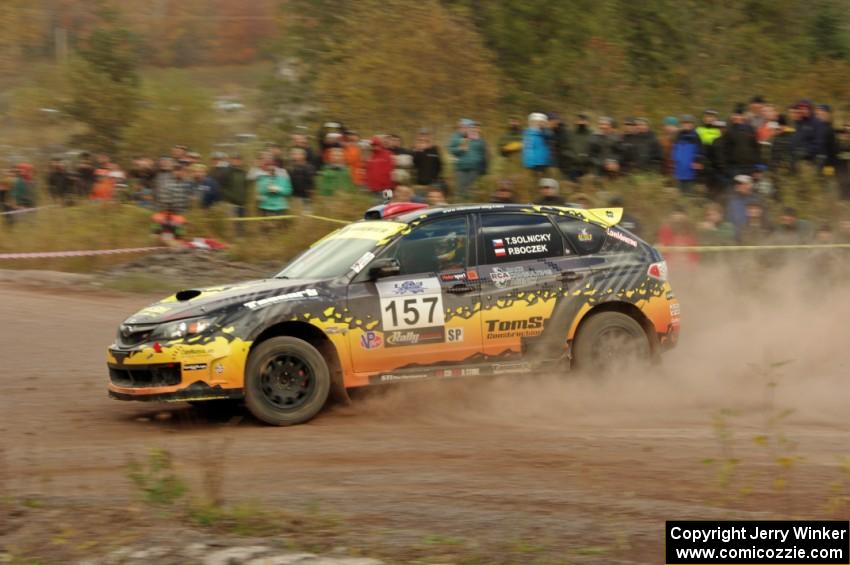 Tomas Solnicky / Piotr Boczek Subaru WRX STi comes through the SS1 (Green Acres I) spectator area.