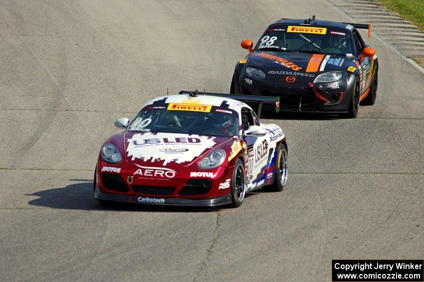 Corey Fergus' Porsche Cayman and Ernie Francis, Jr.'s Mazda MX-5