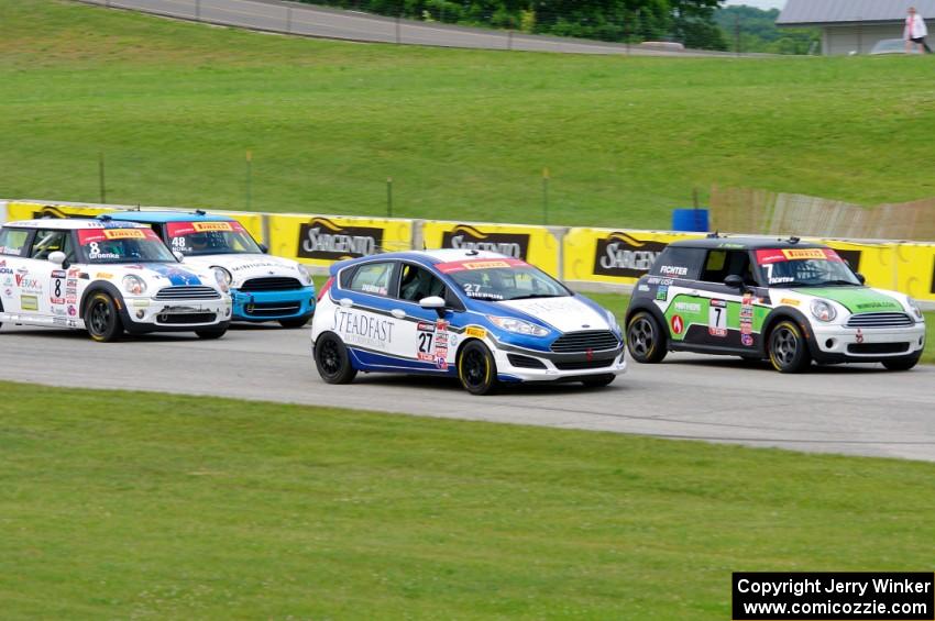 Jason Fichter's MINI Cooper, Marc Sherrin's Ford Fiesta, P.J. Groenke's MINI Cooper and Tom Noble's MINI Cooper