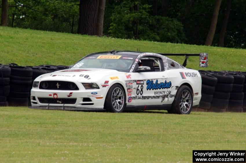 Joey Atterbury's Ford Mustang Boss 302 comes to a stop after turn 6.