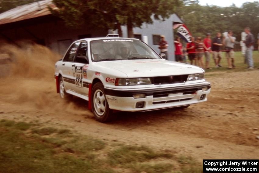 Tim Stevens / Caroline Bosley Misubishi Galant VR-4 at the finish of SS1, Mexico Rec.