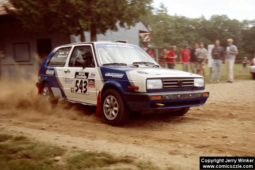 Chris Whiteman / Mike Paulin VW GTI at the finish of SS1, Mexico Rec.