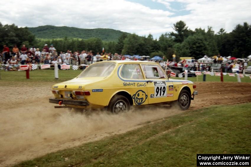 Geoff Clark / Chris Morand SAAB 99 at the finish of SS1, Mexico Rec.