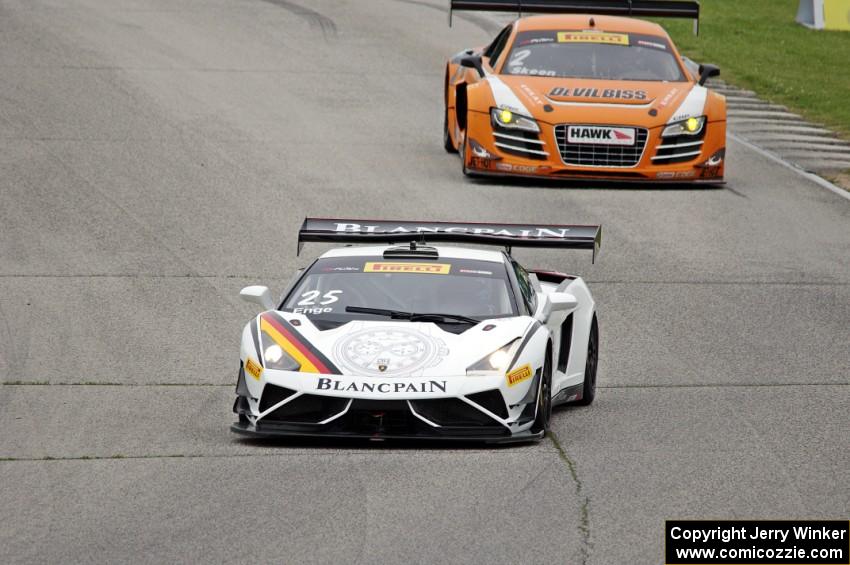 Tomas Enge's Lamborghini Gallardo GT3 FL2 and Mike Skeen's Audi R8 LMS Ultra