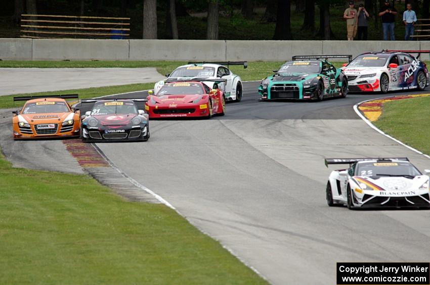 The lead pack comes out of turn 6.