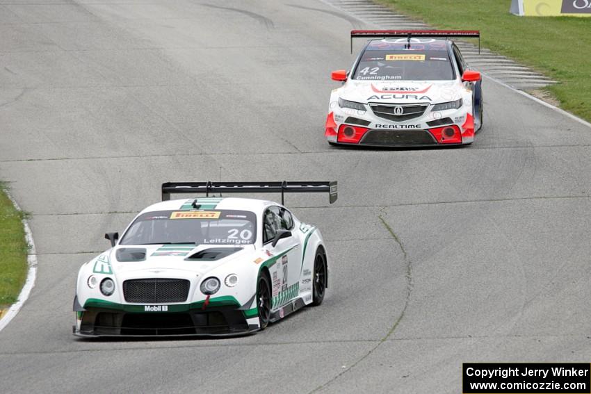 Butch Leitzinger's Bentley Continental GT3 and Peter Cunningham's Acura TLX-GT