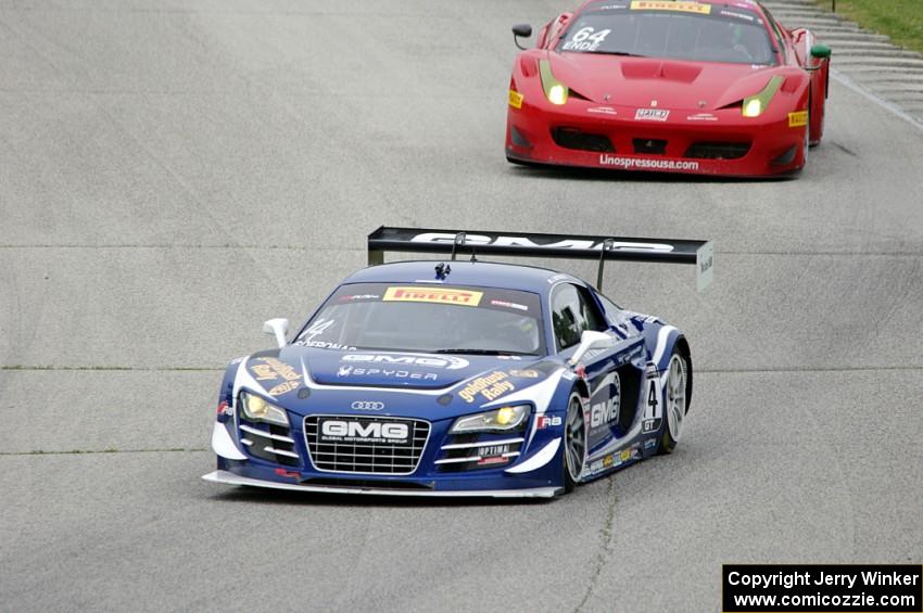 James Sofronas' Audi R8 LMS Ultra and Duncan Ende's Ferrari 458 GT3 Italia