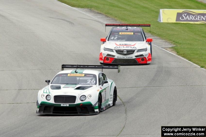 Butch Leitzinger's Bentley Continental GT3 and Peter Cunningham's Acura TLX-GT