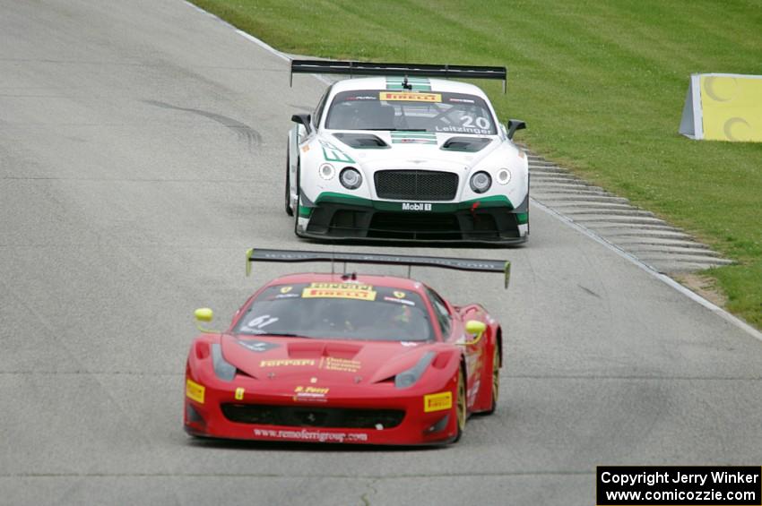 Olivier Beretta's Ferrari 458 GT3 Italia and Butch Leitzinger's Bentley Continental GT3