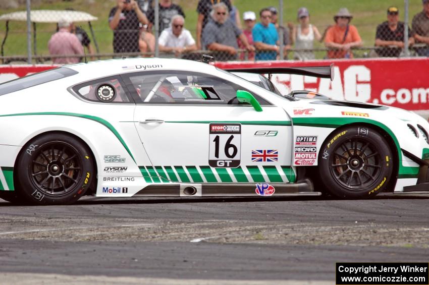 Chris Dyson's Bentley Continental GT3 spins at turn 5.