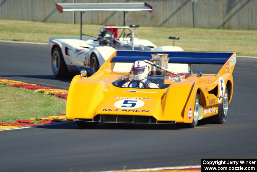 Chris MacAllister's McLaren M8F and Michael Moss' Lola T-163