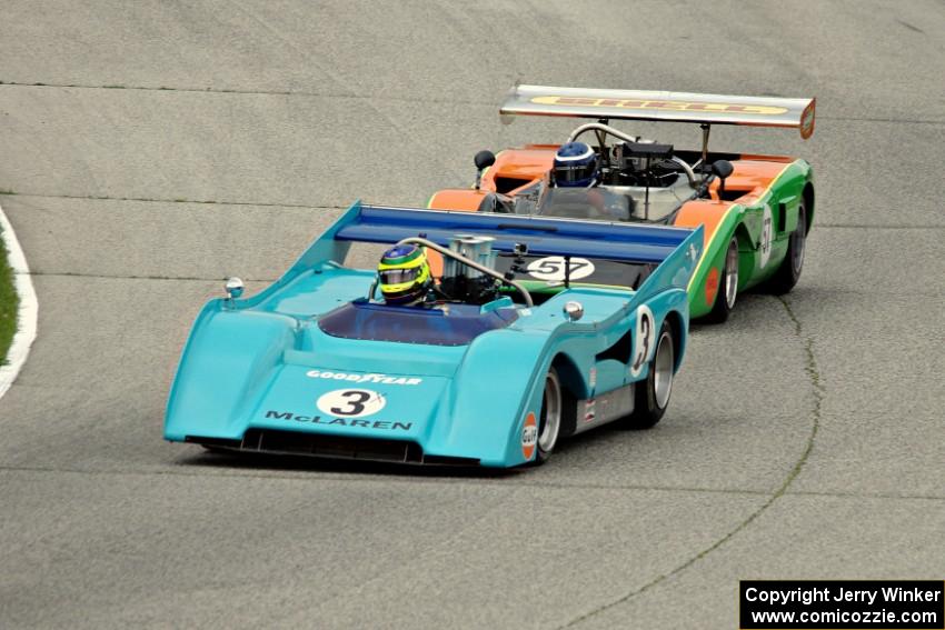 Rick Knoop's McLaren M8F and Tony Garmey's McLaren M8C