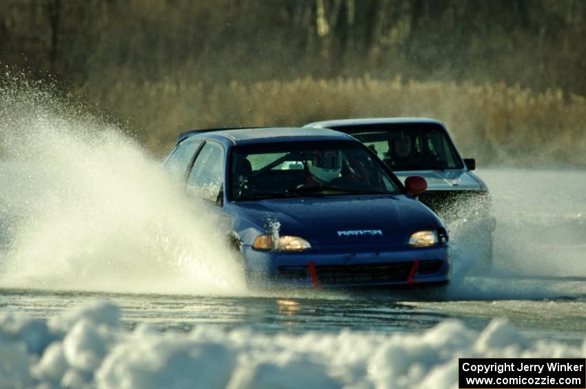 Steve Beeler's Honda Civic and Brad Johnson's VW Rabbit